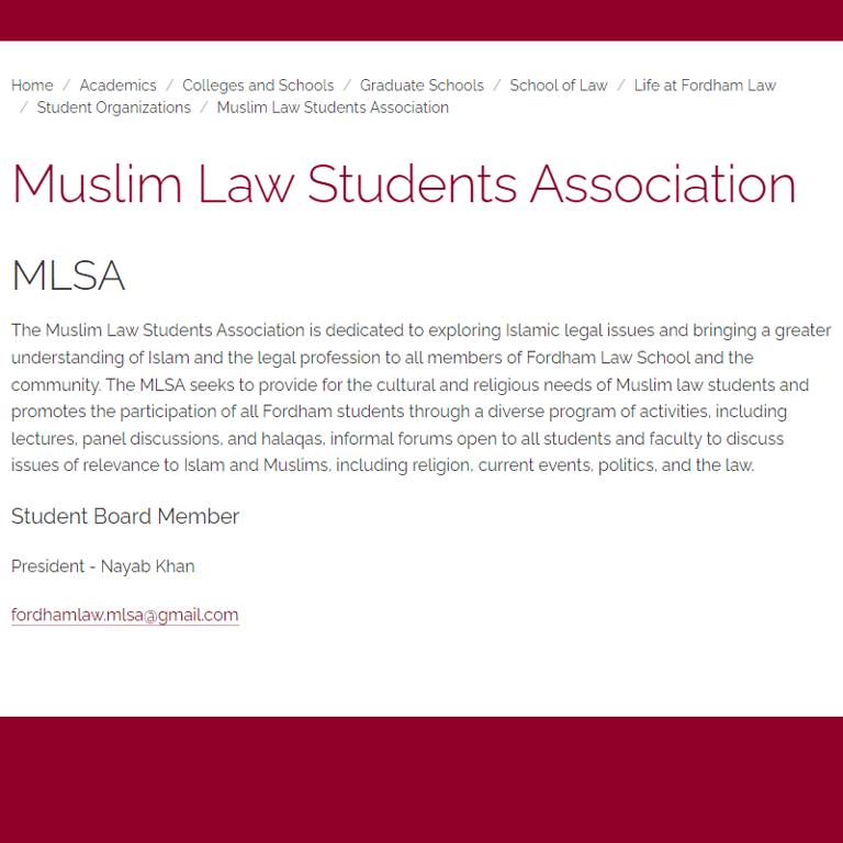 Muslim Organizations in New York New York - Fordham Muslim Law Students Association